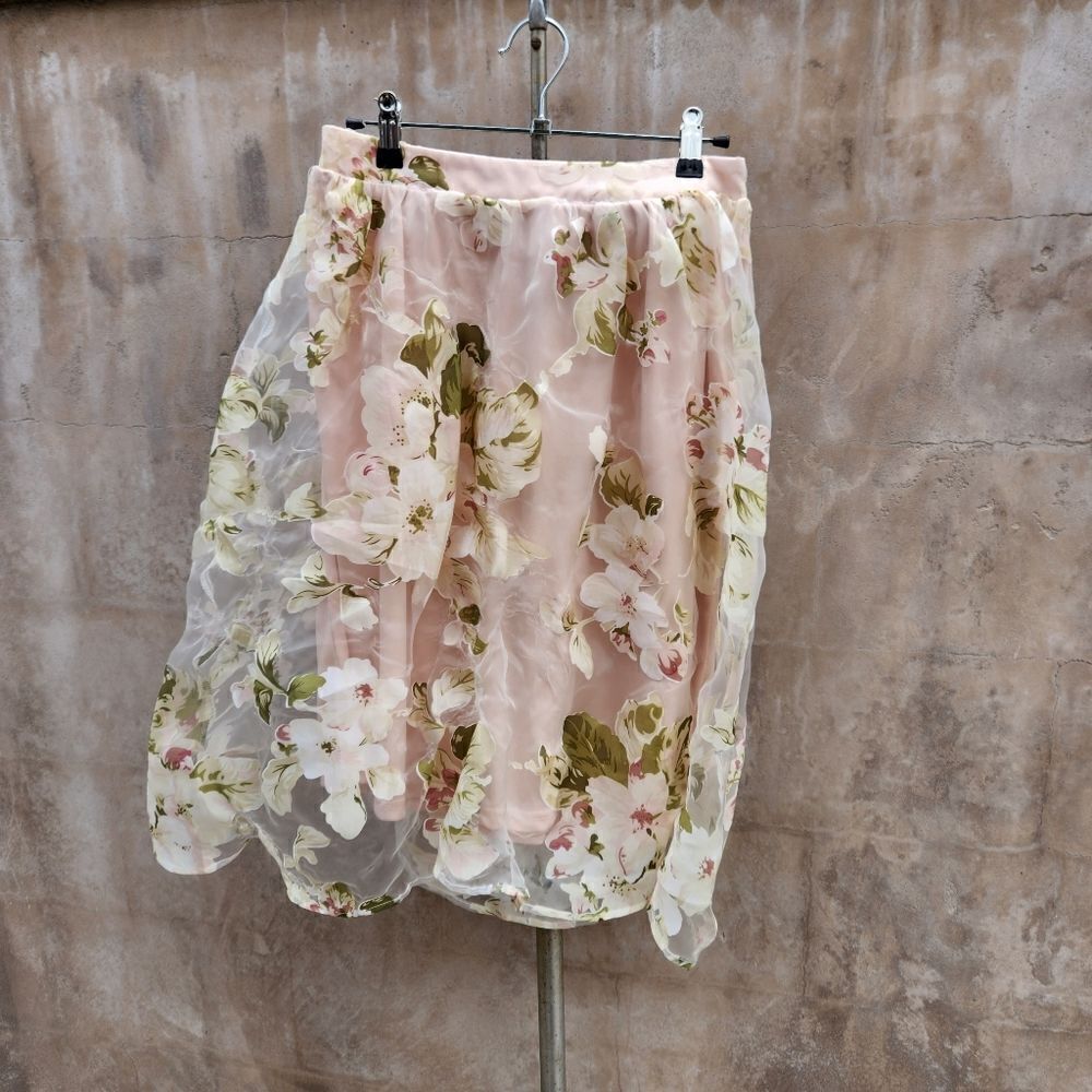 Morning lavender sheer floral skirt